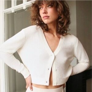 Wilfred Coral Ribbed Cardigan Sweater